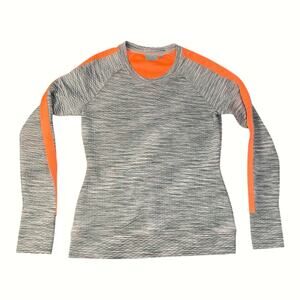 Athleta Women’s Small Snowscape Quilted Gray/Orange Pullover Athletic Top